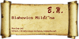 Blahovics Miléna névjegykártya